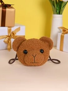 Metoo Tiramitu Kids Cartoon Bear Design Crossbody Bag - Coffee Brown - View 1