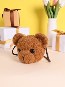 Metoo Tiramitu Kids Cartoon Bear Design Crossbody Bag - Coffee Brown - View 2
