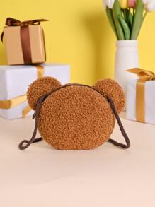 Metoo Tiramitu Kids Cartoon Bear Design Crossbody Bag - Coffee Brown - View 4