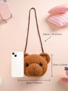 Metoo Tiramitu Kids Cartoon Bear Design Crossbody Bag - Coffee Brown - View 5