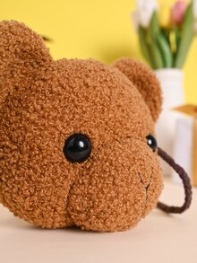 Metoo Tiramitu Kids Cartoon Bear Design Crossbody Bag - Coffee Brown - View 8
