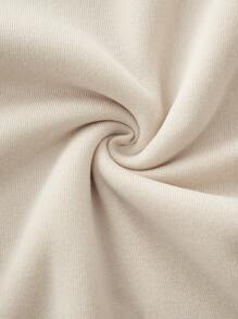 Men Figure & Slogan Graphic Kangaroo Pocket Drawstring Hoodie - Apricot - View 4