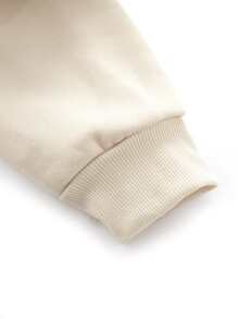 Men Figure & Slogan Graphic Kangaroo Pocket Drawstring Hoodie - Apricot - View 5