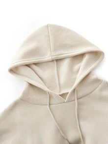 Men Figure & Slogan Graphic Kangaroo Pocket Drawstring Hoodie - Apricot - View 8