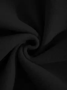 INAWLY Letter Graphic Kangaroo Pocket Drawstring Thermal Lined Hoodie - Black - View 3