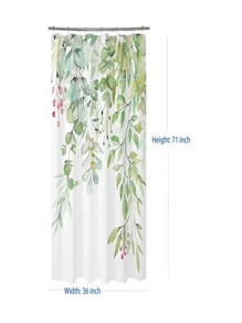 Leaf Print Waterproof Shower Curtain - Multicolor - View 6