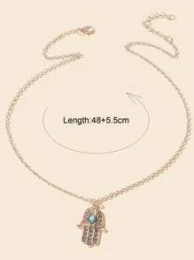 Vòng cổ Hamsa Hand Charm - Bạc - Xem 3