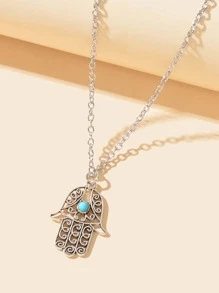 Vòng cổ Hamsa Hand Charm - Bạc - Xem 4