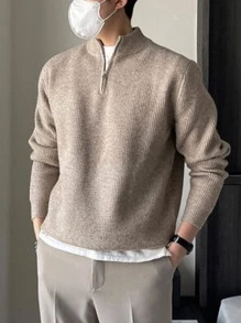 DAZY 男士四分之一拉链罗纹针织四分之一拉链秋季毛衣（不含 T 恤）