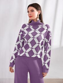 Mulvari Áo len nữ kết hợp Hình học Thanh lịch - Màu Lilac Tím - Xem 3