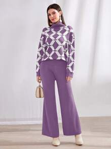 Mulvari Áo len nữ kết hợp Hình học Thanh lịch - Màu Lilac Tím - Xem 4