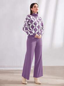 Mulvari Áo len nữ kết hợp Hình học Thanh lịch - Màu Lilac Tím - Xem 5