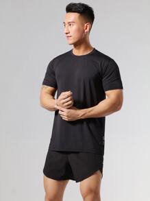 Manfinity Fitness Men Striped Print Sports Tee Workout Tops - Black - View 5