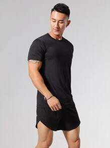 Manfinity Fitness Men Striped Print Sports Tee Workout Tops - Black - View 6