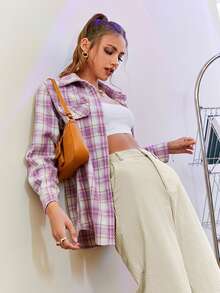 Simplee High Waist Straight Leg Trousers - Beige - View 5