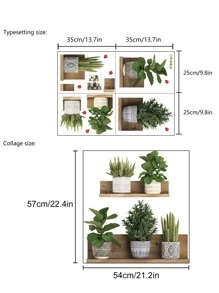 1pc PVC Wall Decal, Creative Potted Plant Print Waterproof Wall Sticker For Home Decor - Multicolor - View 2