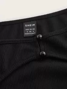 SHEIN ICON Contrast Mesh Cut Out Ruched Front Crop Tee - Black - View 4