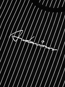 Manfinity VCAY Men Letter Graphic Patch Detail Striped Tee, Summer - Black - View 3