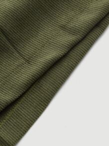 SHEIN MOD 素色腰帶百褶半身裙 - 軍綠色 - 查看 4