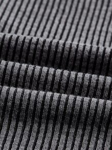 SHEIN EZwear Camiseta corta tejido de canalé - Gris Oscuro - Ver 3