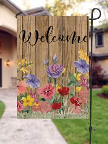 Floral & Letter Graphic Garden Flag - Multicolor - View 2