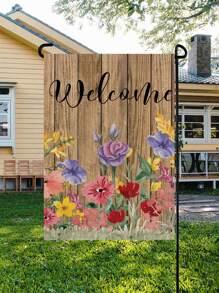 Floral & Letter Graphic Garden Flag - Multicolor - View 3