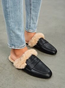Thermal Lined Flat Mules - Black - View 2