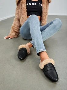 Thermal Lined Flat Mules - Black - View 7