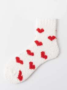 1/2/5 双可爱心形设计舒适珊瑚绒家居袜 - 彩色 - 查看 2