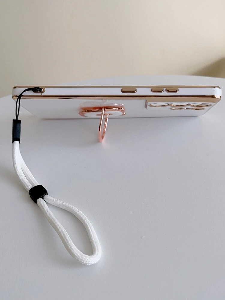 Plating Phone Case With Ring Holder & Lanyard