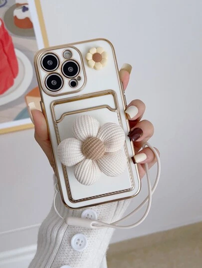 花朵裝飾插卡槽手機殼