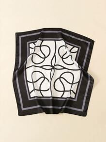 Pañuelo estampado geométrico - Blanco y Negro - Ver 1