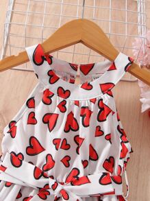 Toddler Girls Heart Print Halter Dress - White - View 4