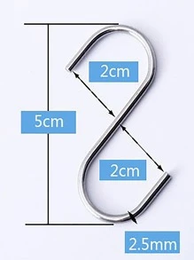 8pcs Stainless Steel S-shaped Hook - Silver - View 3