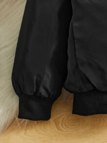 SHEIN 小男童翻蓋口袋毛絨內襯連帽夾克