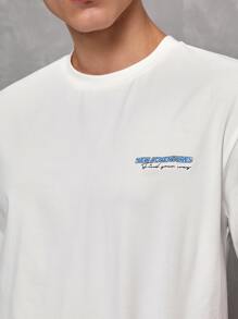 Manfinity RebelGame 1pc Casual Car & Letter Graphic Short Sleeve Tee - White - View 2