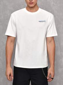 Manfinity RebelGame 1pc Casual Car & Letter Graphic Short Sleeve Tee - White - View 4