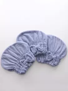 1pc Bow Decor Hair Towel Home Bathroom Decor - Blue - View 1