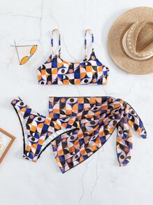 3packs Plaid Bikini Set Summer Beach - Multicolor - View 3