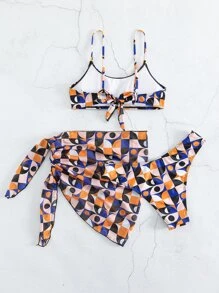 3packs Plaid Bikini Set Summer Beach - Multicolor - View 4