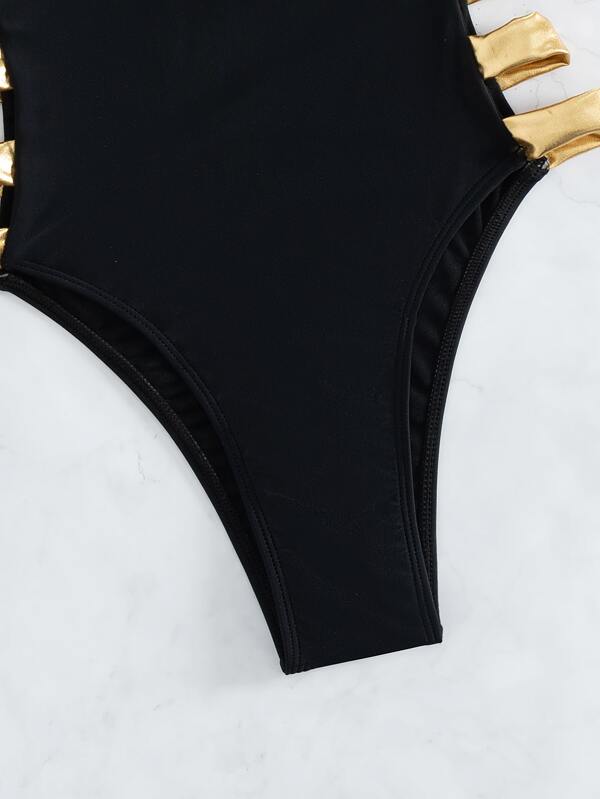 Ladder Cutout Side One Piece Swimsuit SHEIN USA