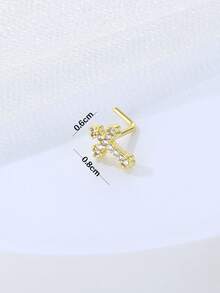 Đá Cubic Zirconia Chéo Trang Trí Mũi Đính Nữ Phòng Thân Đồng Phổ Biến Xuyên Cơ Thể Món Quà Trang Sức Dành Cho Nữ & Nam - Vàng - Xem 3