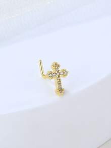 Đá Cubic Zirconia Chéo Trang Trí Mũi Đính Nữ Phòng Thân Đồng Phổ Biến Xuyên Cơ Thể Món Quà Trang Sức Dành Cho Nữ & Nam - Vàng - Xem 4