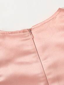 年輕女孩們前蝴蝶結泡泡袖派對禮服 - 粉色 - 查看 6