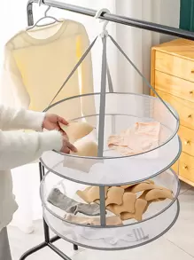 1pc Foldable Single/Double-Layer Clothes Drying Net With Random Hook Color - Multicolor - View 1