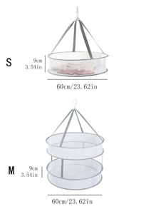 1pc Foldable Single/Double-Layer Clothes Drying Net With Random Hook Color - Multicolor - View 3