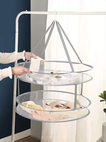 1pc Foldable Single/Double-Layer Clothes Drying Net With Random Hook Color - Multicolor - View 4