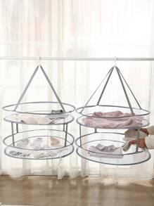 1pc Foldable Single/Double-Layer Clothes Drying Net With Random Hook Color - Multicolor - View 5