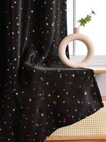 Metallic Star Pattern Single Panel Blackout Curtain - Black - View 4