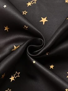 Metallic Star Pattern Single Panel Blackout Curtain - Black - View 6